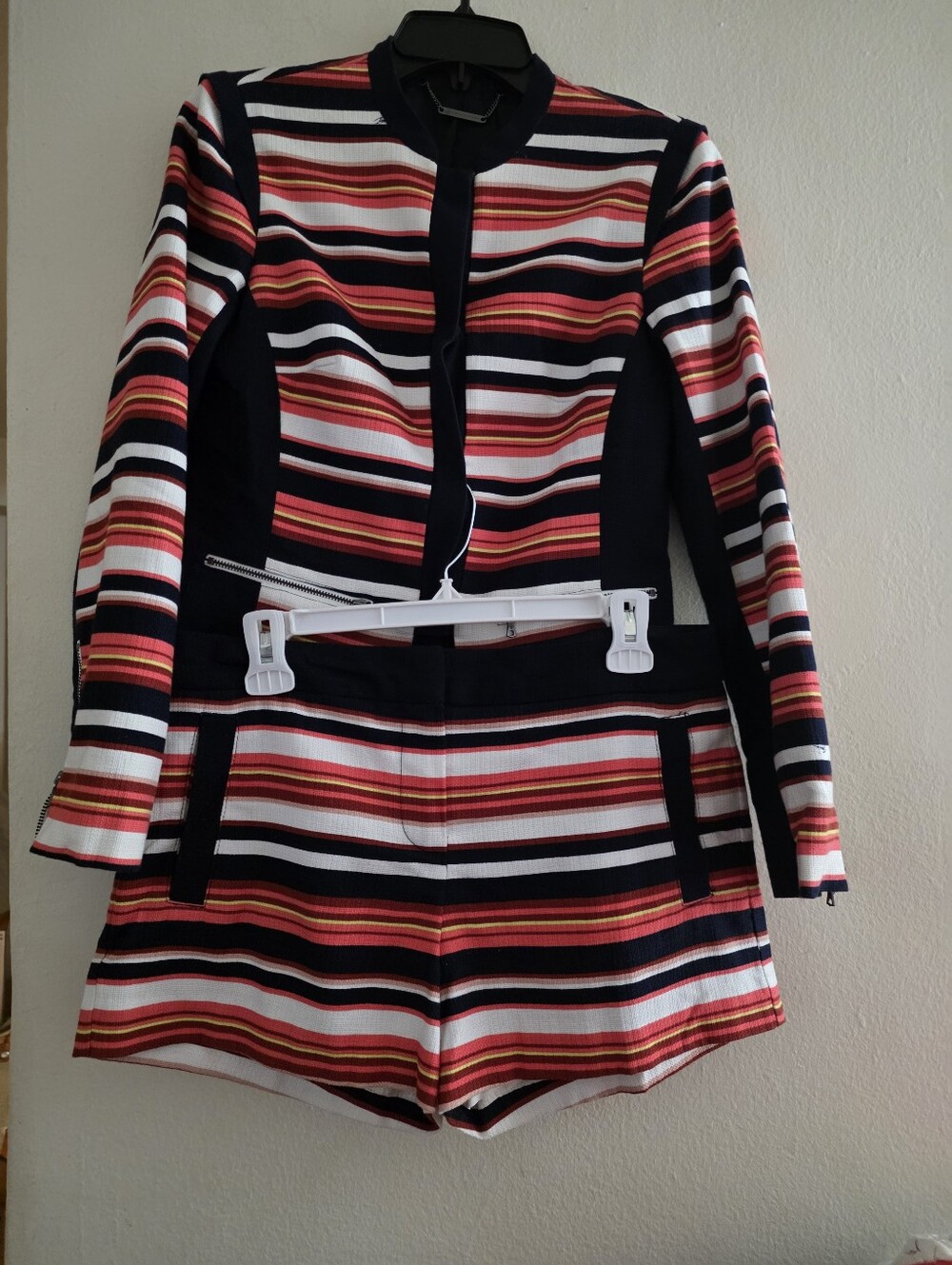 Trina Turk Set Striped Jacket Sz 2 + Short Sz 8 Nwot